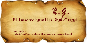 Miloszavlyevits Györgyi névjegykártya